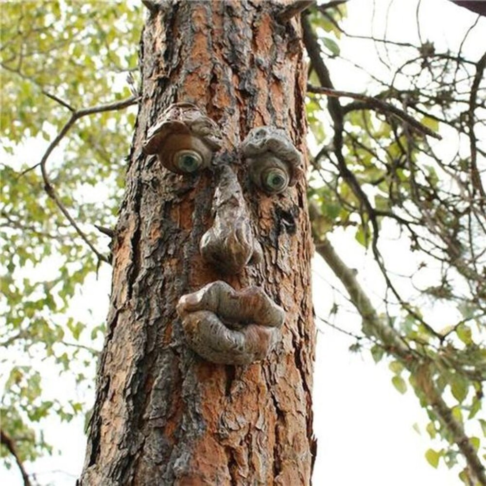 Tree Faces Decor Outdoor, 12 Inch Enlarged Tree Face Outdoor Statues Old Man